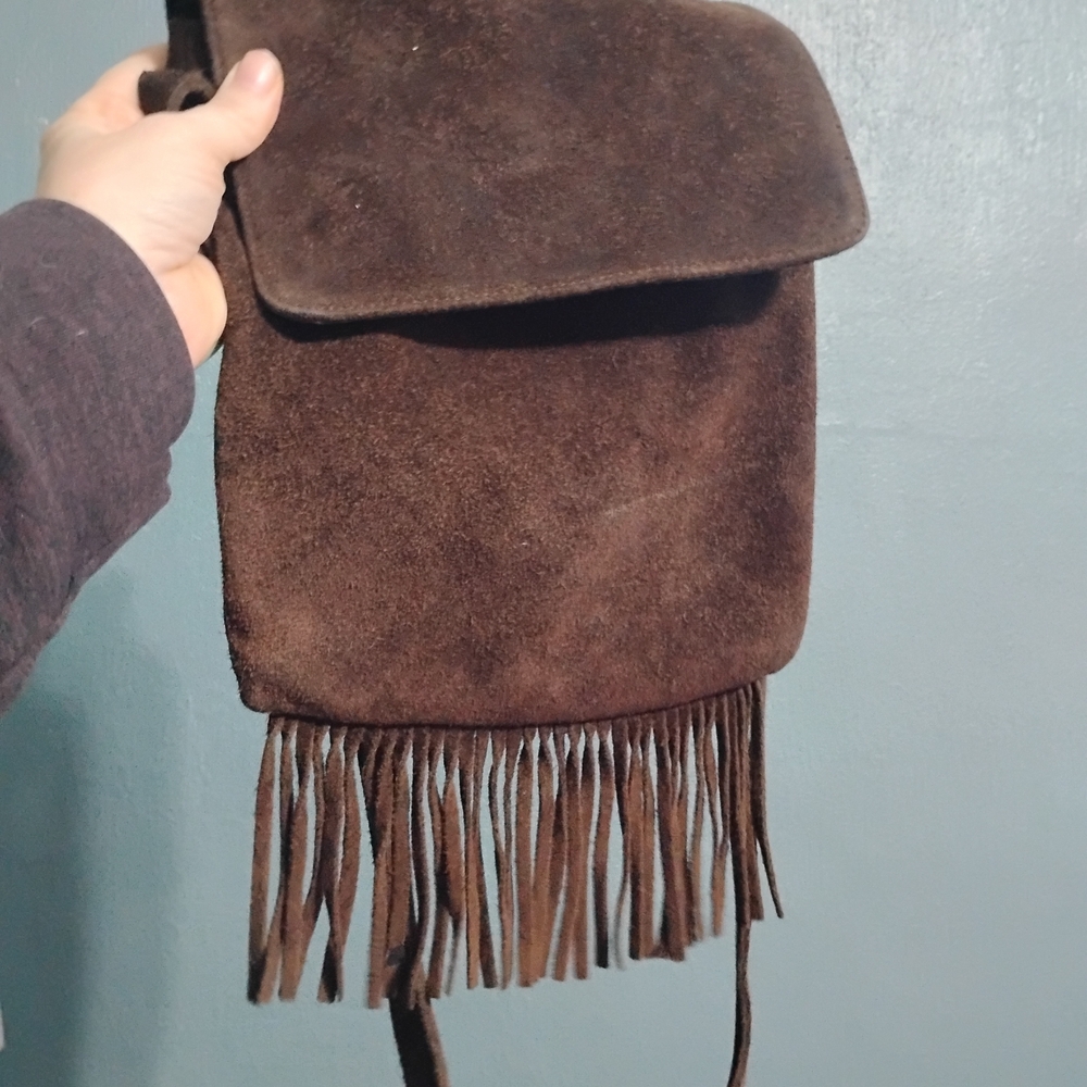Brown Suede Fringe Men's Bag